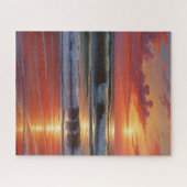 Red Sunset Ocean Seascape Schilderij Kunstwerk Legpuzzel (Horizontaal)