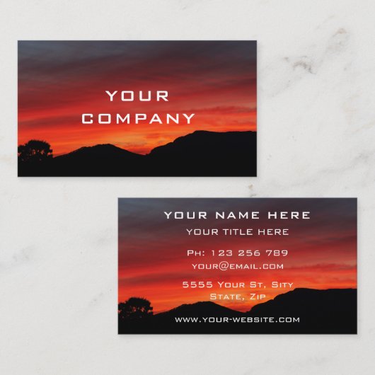 Red Sunset Sky Carte de visite avec vos informatio (Devant / Derrière)