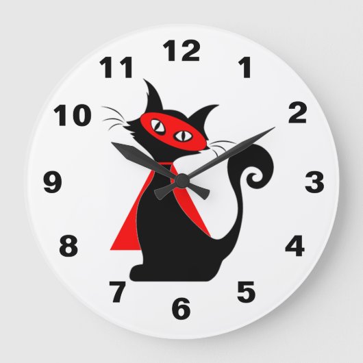 Red Super Cat Clock Grote Klok (Voorkant)
