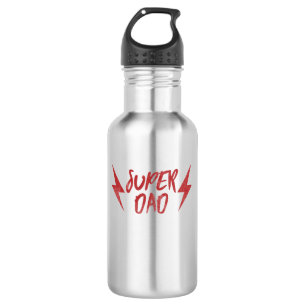 Red Super Dad Lightning Bolt Rock'n Roll Script Waterfles