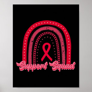 Red Support Squad Rainbow Blood Cancer Awareness W Poster