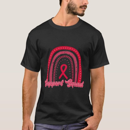 Red Support Squad Rainbow Blood Cancer Awareness W T-shirt (Voorkant)