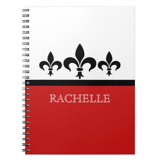 Red Swanky Fleur De Lis Notitieboek (Voorkant)