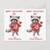 Red Sweater Raccoon Carte de classe Valentine pour (Devant)