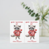 Red Sweater Raccoon Carte de classe Valentine pour (Debout devant)