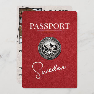 Red Sweden Passport Bewaar de datum Save The Date