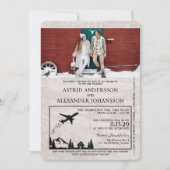 Red Sweden Passport Wedding Invitation Kaart (Voorkant)