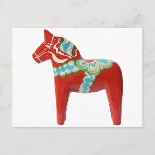 Red Swedish Dala Horse Briefkaart