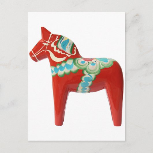Red Swedish Dala Horse Briefkaart (Voorkant)