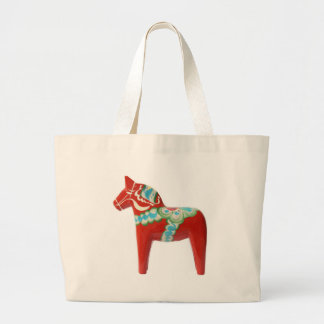 Red Swedish Dala Horse Grote Tote Bag
