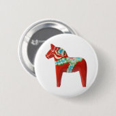 Red Swedish Dala Horse Ronde Button 5,7 Cm (Voorkant /achterkant)