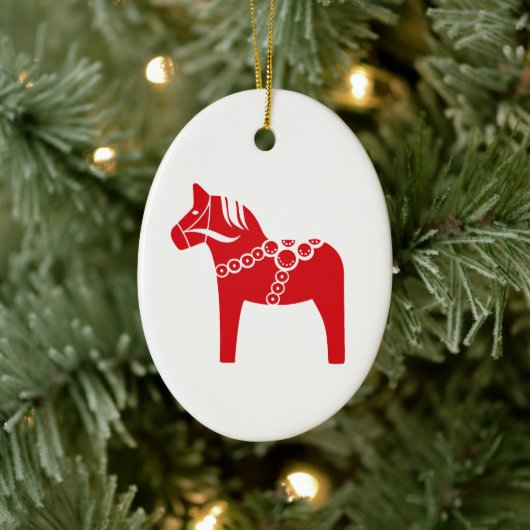 Red Swedish Horse Art Keramisch Ornament (Boom)