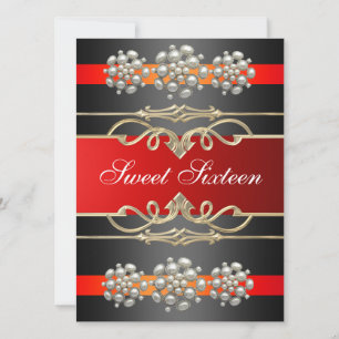 Red Sweet16 Elégant Invitation d'anniversaire Pear