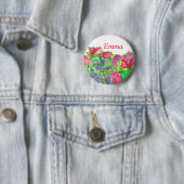 Red Sweet Peas Name Tag Ronde Button 5,7 Cm (In situ)
