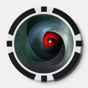 Red Swirl Artistic Modern Abstracte kunst Patroon  Poker Chips