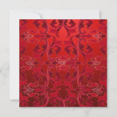 Red Swirl Damask Invitation d'anniversaire (Dos)
