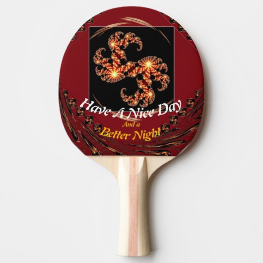 Red Swirl: Dynamic Power & "Nice Day" Fractal Gear Tafeltennisbatje (Voorkant)