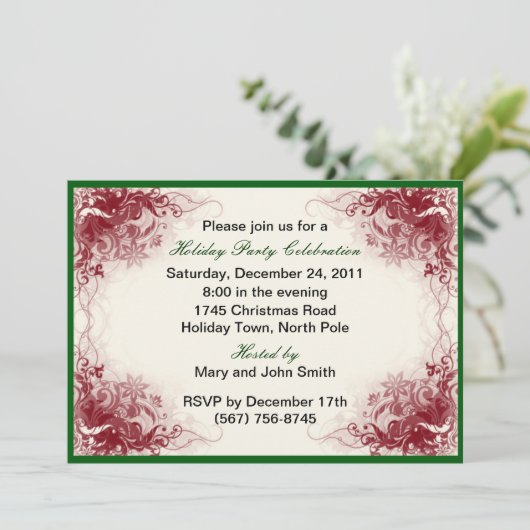 Red Swirl Fête de fête Invitations (Debout devant)