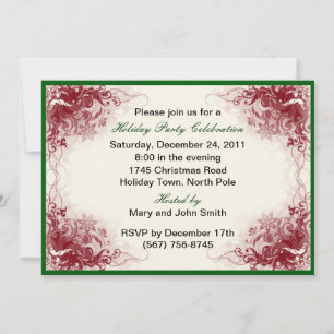 Red Swirl Fête de fête Invitations