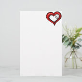 Red Swirl Heart Briefpapier (Staand voorkant)