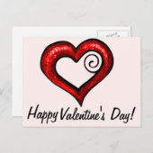 Red Swirl Heart Feestdagenkaart (Voorkant / Achterkant)