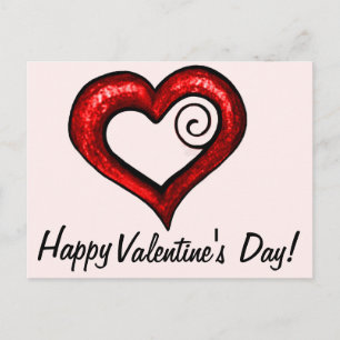 Red Swirl Heart Feestdagenkaart
