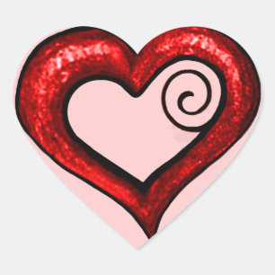 Red Swirl Heart Hart Sticker