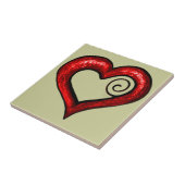 Red Swirl Heart Tegeltje (Zijkant)