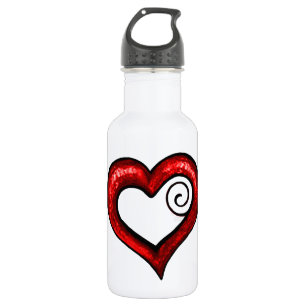 Red Swirl Heart Waterfles