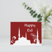 Red Swirl Mosque Ramadan/Eid Banner/Streamer Briefkaart (Staand voorkant)