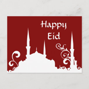 Red Swirl Mosque Ramadan/Eid Banner/Streamer Briefkaart