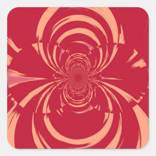 RED SWIRL RETRO ART DECO VIERKANTE STICKER