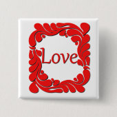 Red Swirled Border Love Button (Voorkant)