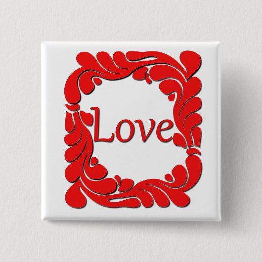 Red Swirled Border Love Button (Voorkant)