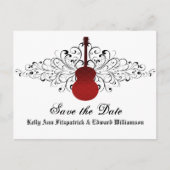 Red Swirls Guitar sparen het Briefkaart van de Dat (Voorkant)