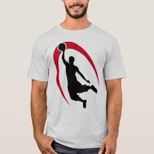 Red Swoosh Basketball Slam Dunk T-shirt