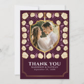 Red Sword & Shield middeleeuwse fantasie bruiloft Bedankkaart (Voorkant)