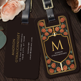 Red Sword Shield middeleeuwse fantasie monogram Bagagelabel