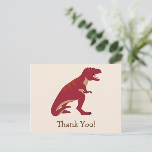 Red T-Rex, Dinosaur Kind bedankt Briefkaart (Staand voorkant)