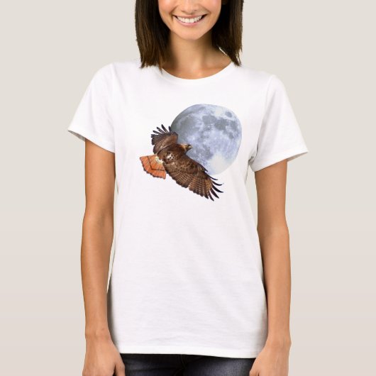 Red-Tail Hawk & Full Moon Wildlife Shirt (Voorkant)