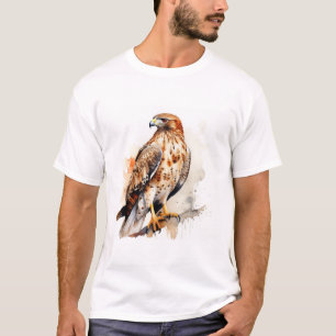 Red Tail Hawk Waterverf Ontwerp T-shirt