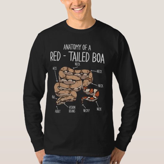 Red-Tailed Boa Snake Anatomie, Grappig Schattige P T-shirt (Voorkant)