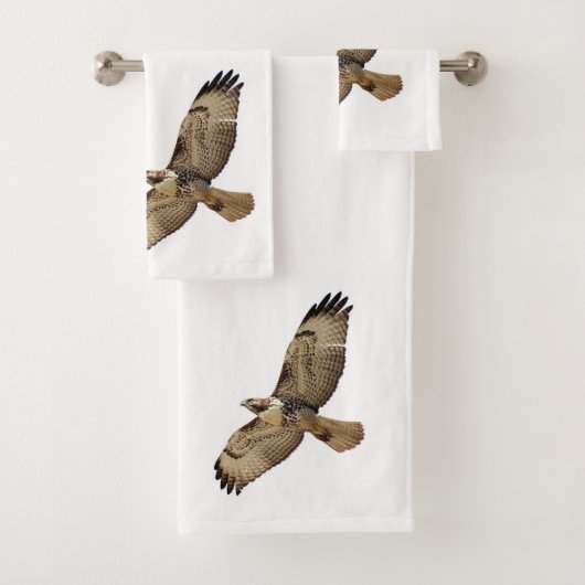 Red Tailed Hawk Bird Wildlife Bath Towel Set Bad Handdoek (Insitu)