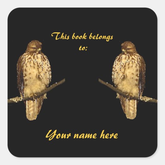 Red Tailed Hawk Bookplate Sticker (Voorkant)