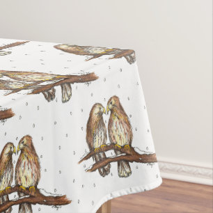Red-Tailed Hawk Lovebird Snow kerstavond Tafelkleed