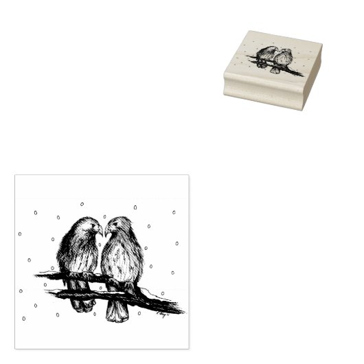 Red Tailed Hawks in Sneeuwliefdesvogel Stamp Rubberstempel (Gestempeld)