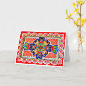 Red Talavera die de Mexicaanse groet schildert Kaart (Gele Bloem)