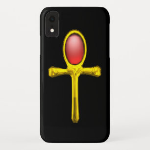 RED TALISMAN/GOLD EGYPTIAN ANKH iPhone XR HOESJE