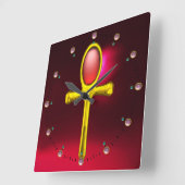 RED TALISMAN, Ruby Gemstenen, Black Vierkante Klok (Hoek)