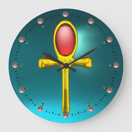 RED TALISMAN, Ruby Gemstenen, Turquoise Blue Grote Klok (Voorkant)